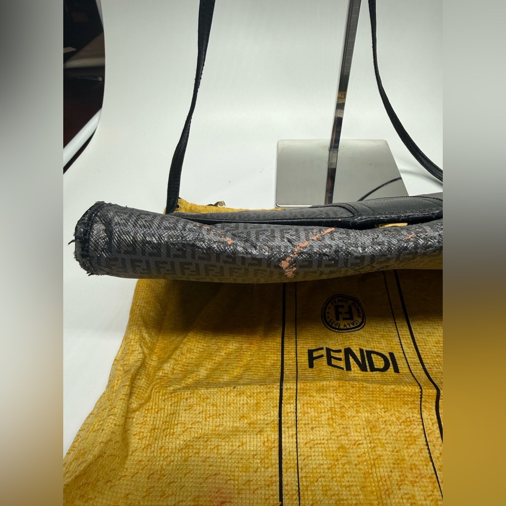 Fendi Vintage Zucca Crossbody Bag Black FF Logo Shoulder Bag Italy READ - Picture 4 of 16